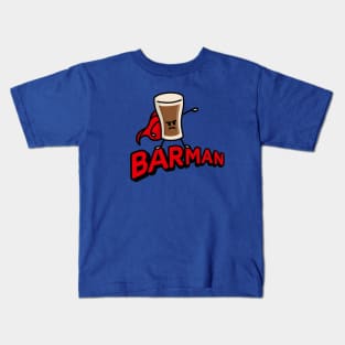 Barman, bartender superhero Irish stout beer pun Kids T-Shirt